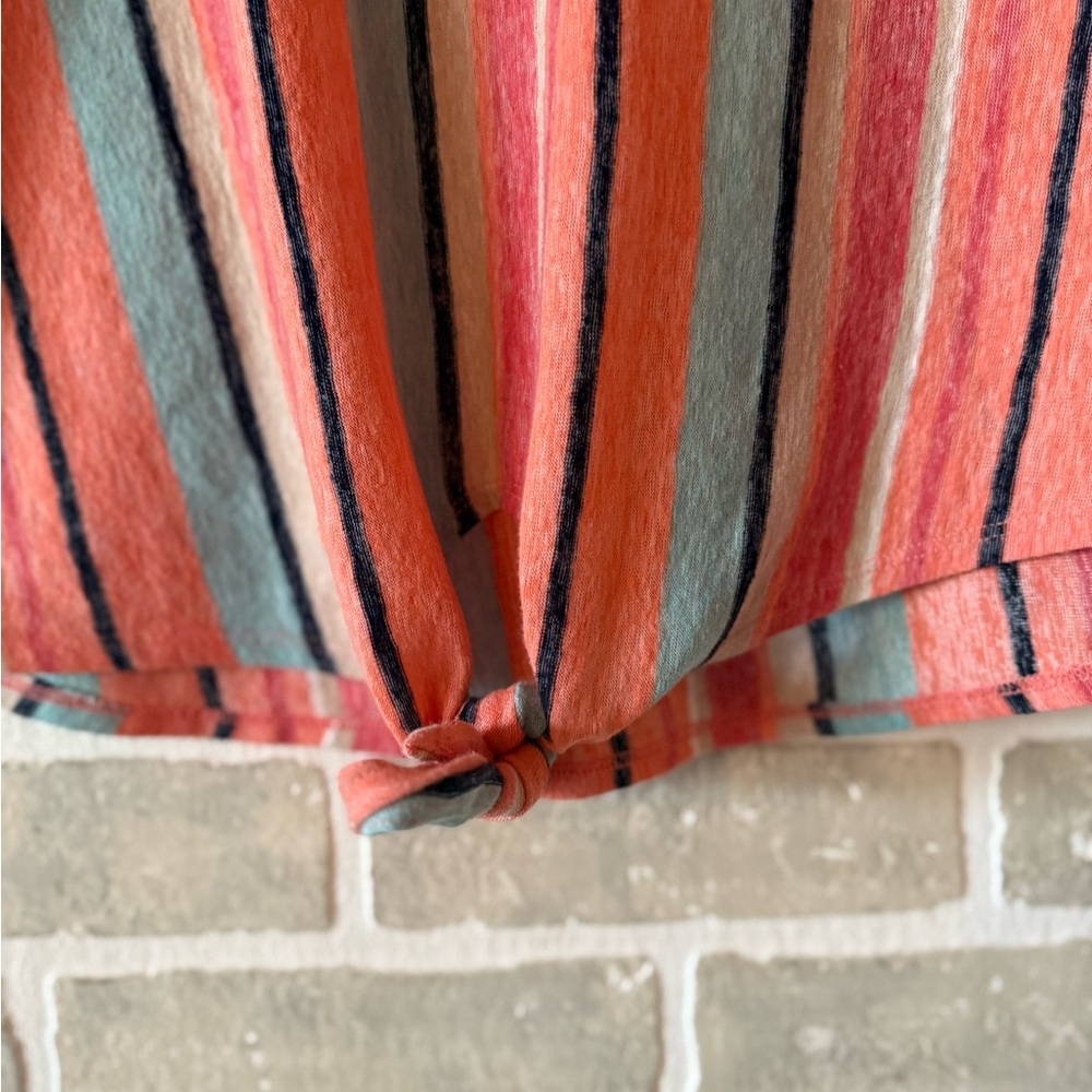 NWOT Striped Multicolor Knot-Front Top - Picture 3 of 6